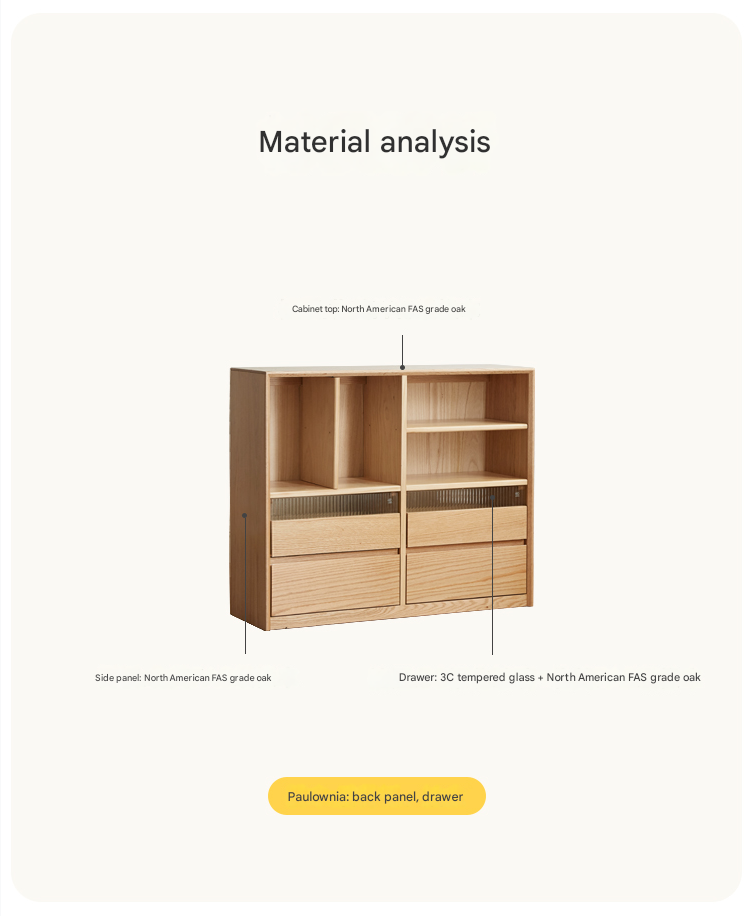 Oak Solid Wood Modern Bookcase