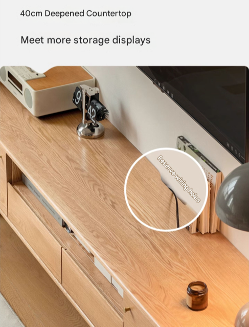 Oak Solid Wood Nordic Floor TV Cabinet.