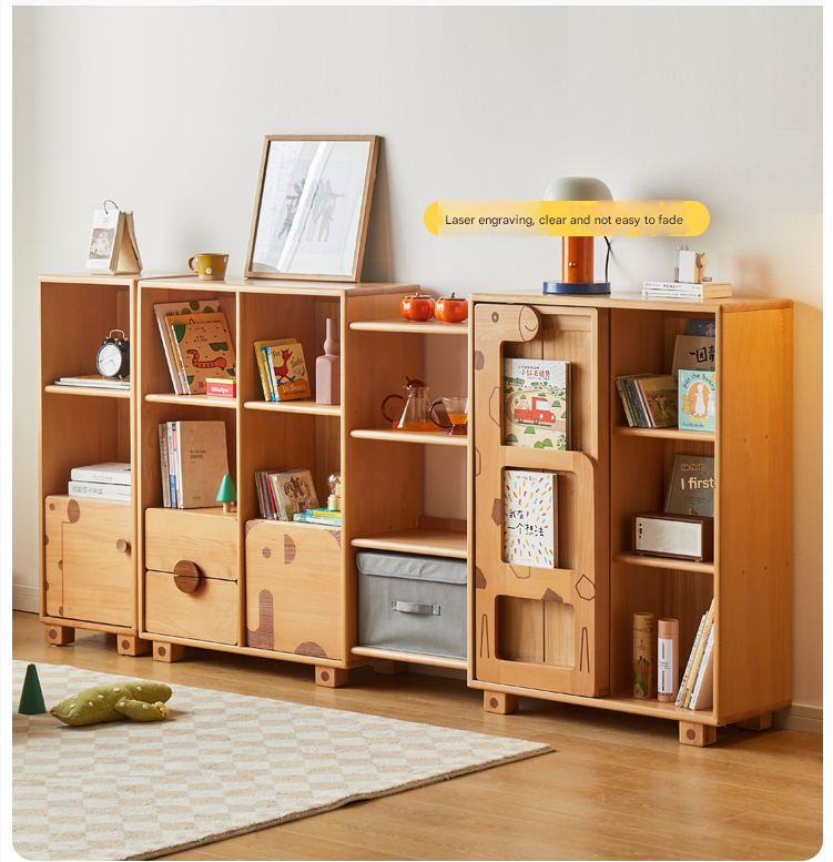 Oak Solid Wood Multi-Layer Children's Bookcase