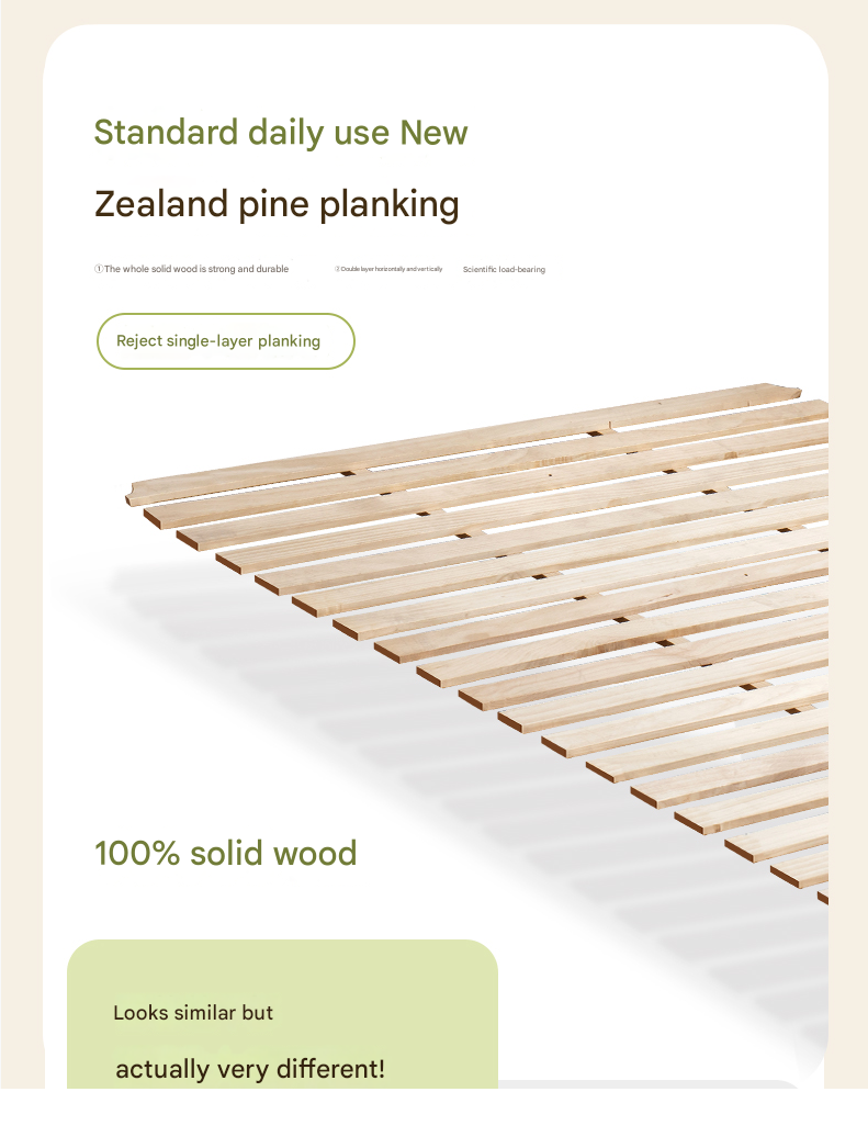 Rubber Wood, Oak Solid Wood French Style Box Bed