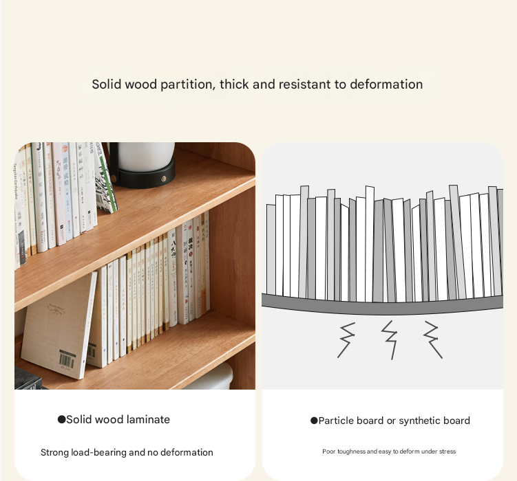 Rubber pure solid wood bookshelf floor-standing cabinet.