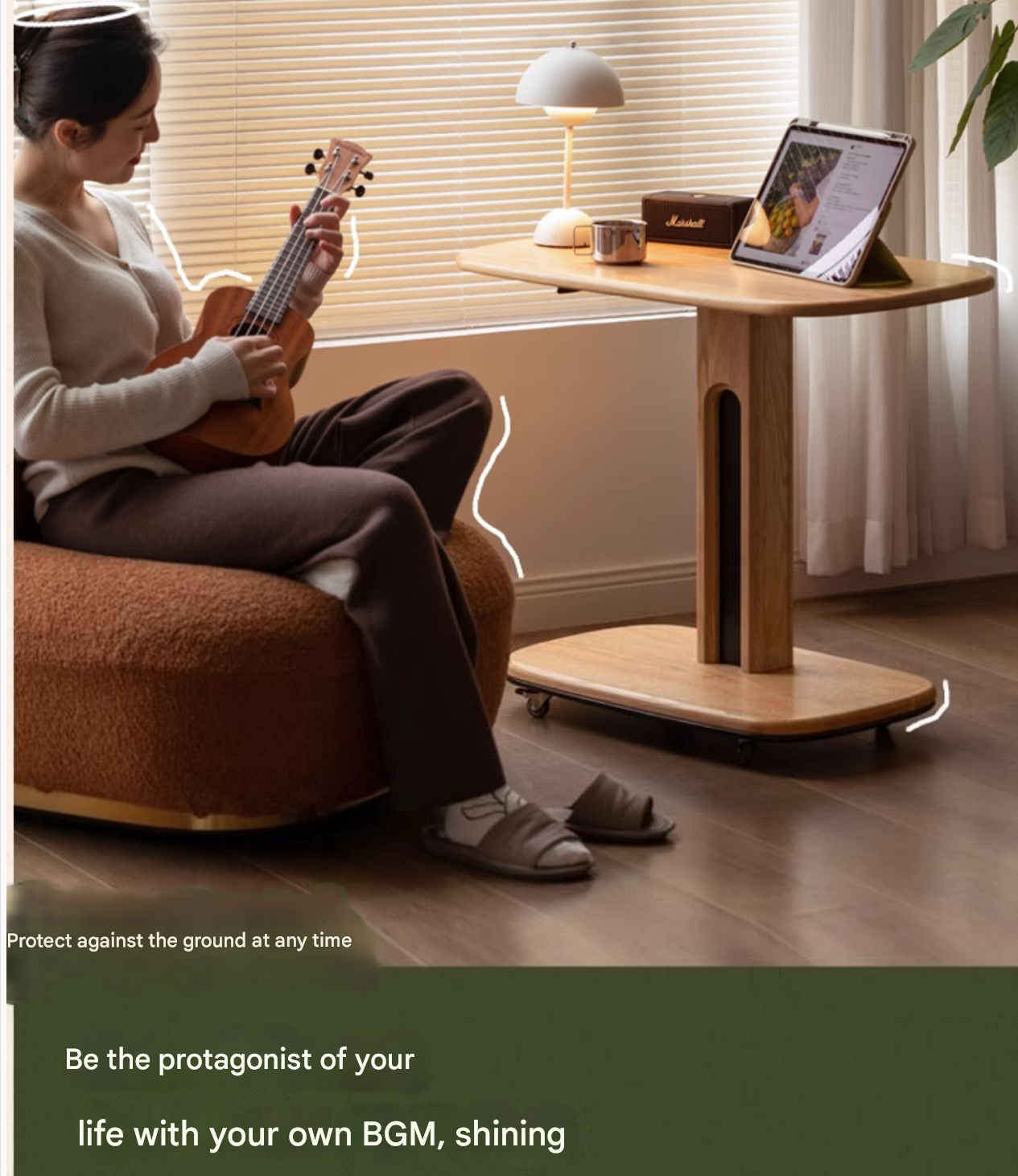 Cherry, Oak Solid Wood Lift Side Table