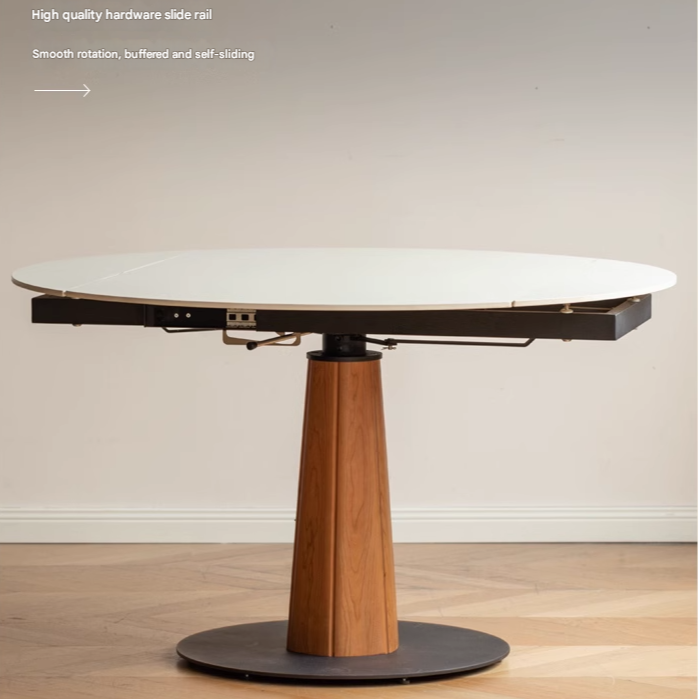 Cherry, Black Walnut, Ash Solid Wood Folding Retro Rock Plate Dining Table