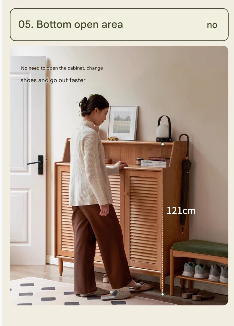 Cherry Solid Wood Entrance Shoe Cabinet