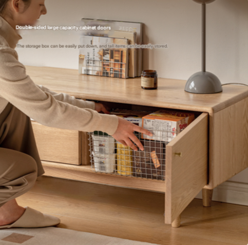 Oak Solid Wood Nordic Floor TV Cabinet.