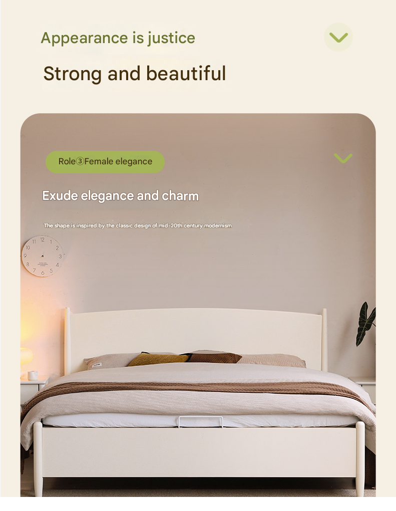 Rubber Wood, Oak Solid Wood French Style Box Bed