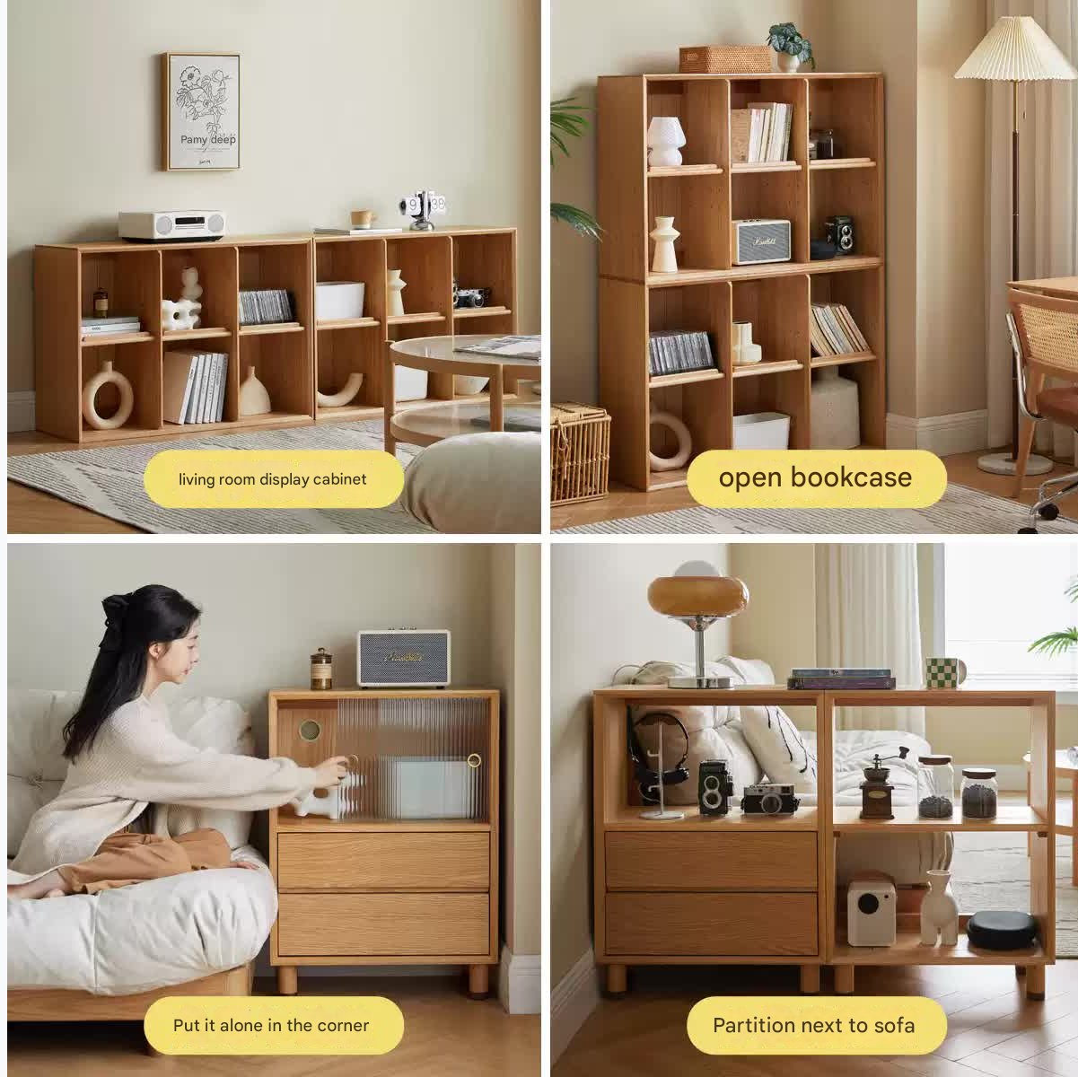 Oak Solid Wood Modern Creative Bookcase