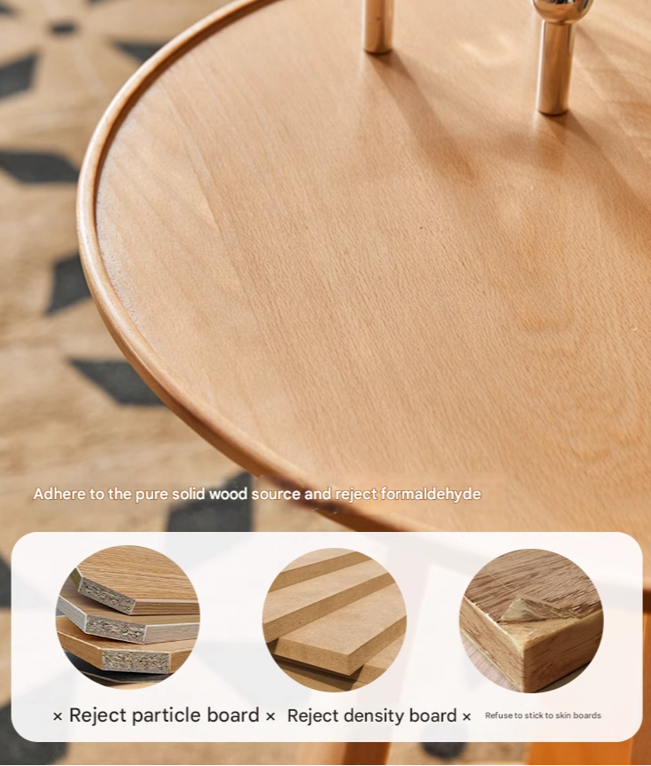 Beech Solid Wood Nordic Side Table.