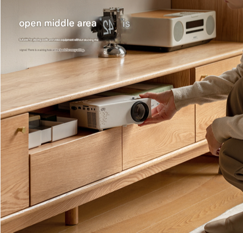 Oak Solid Wood Nordic Floor TV Cabinet.