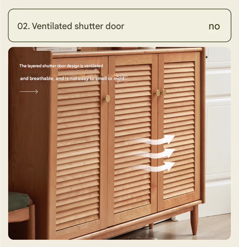 Cherry Solid Wood Entrance Shoe Cabinet