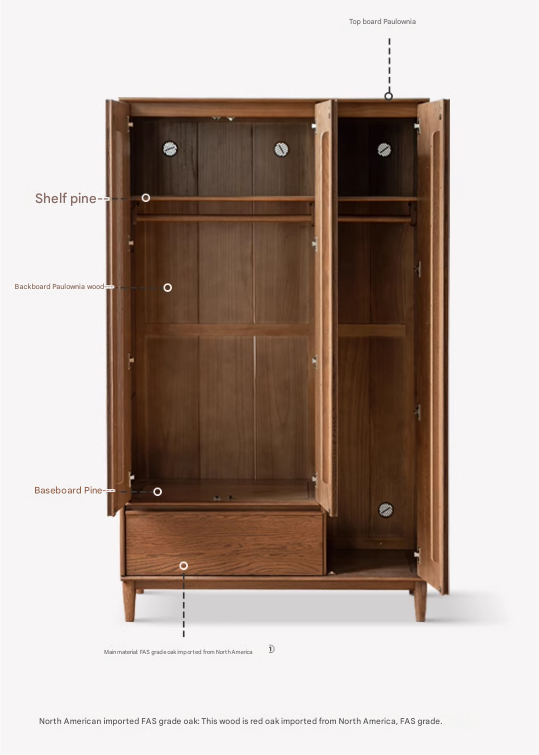 Oak Solid Wood Modern Off-Floor Wardrobe.