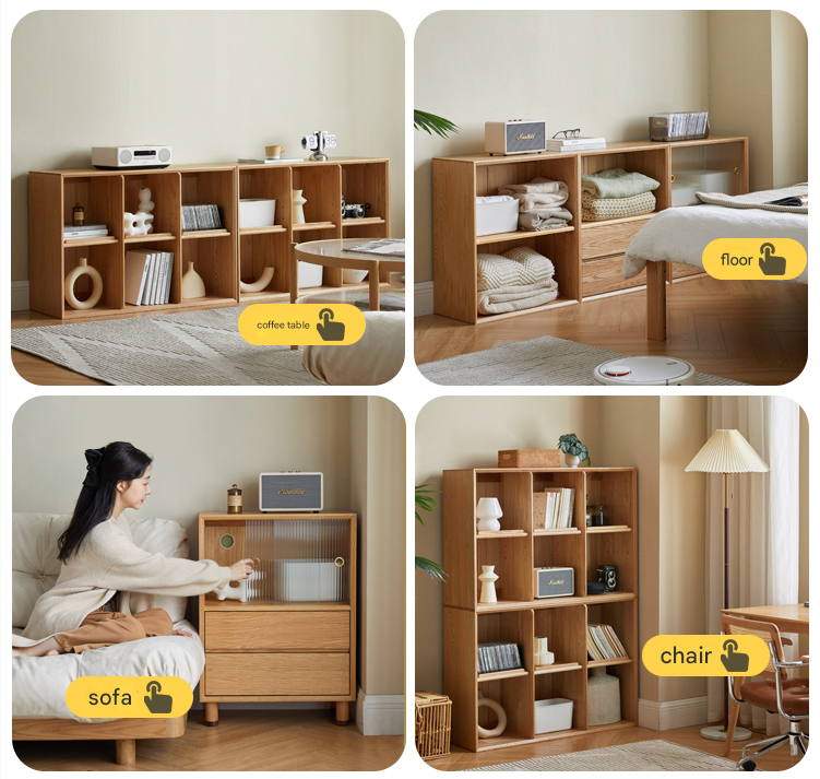 Oak Solid Wood Modern Creative Bookcase