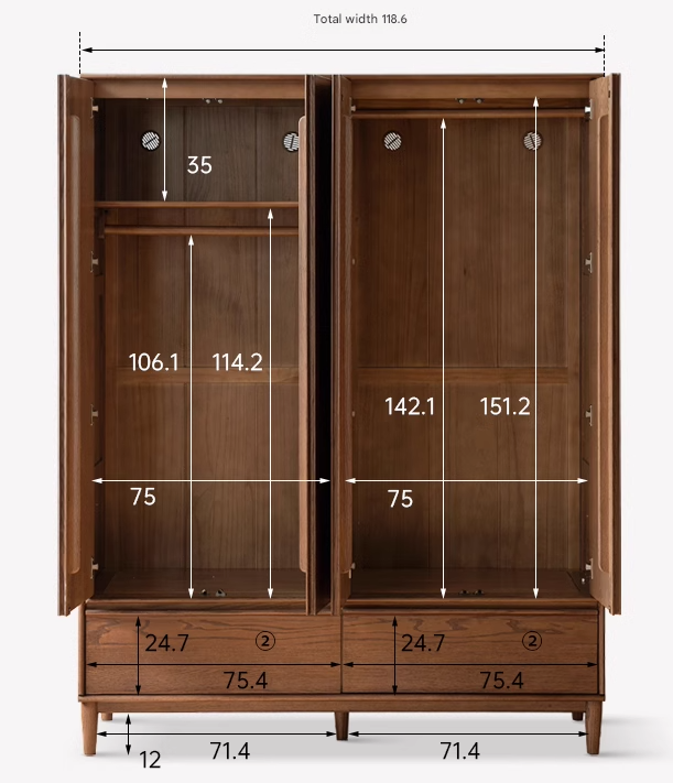 Oak Solid Wood Modern Off-Floor Wardrobe.