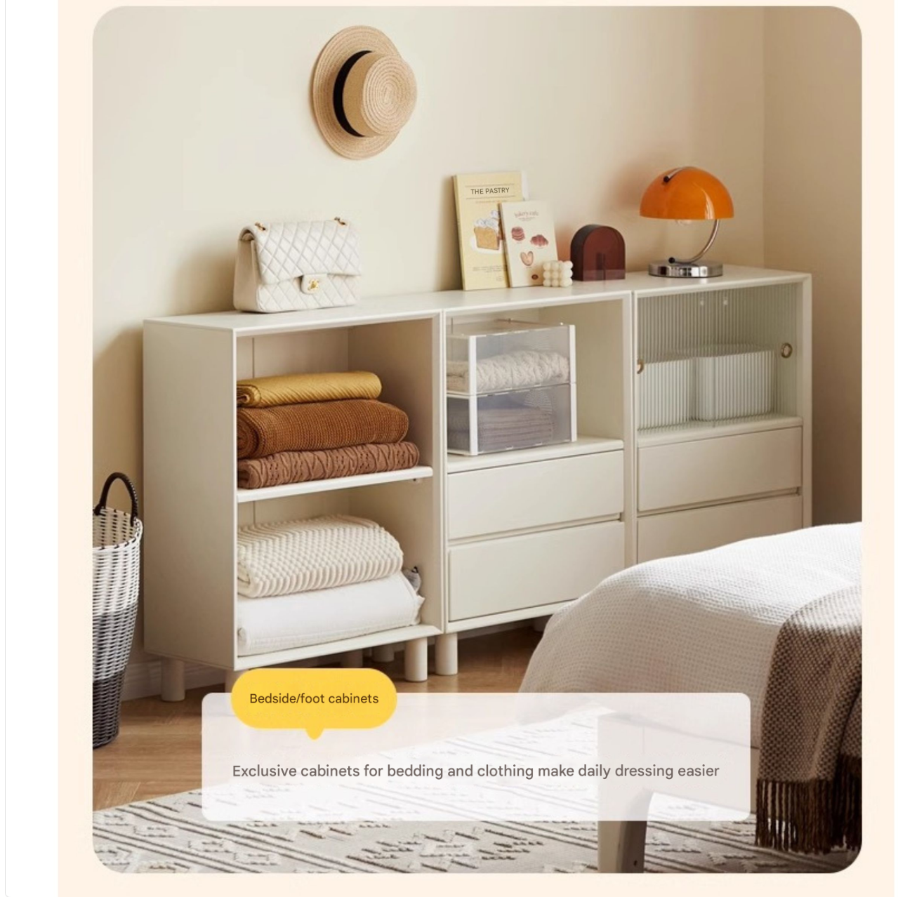 Rubber Solid Wood Cream Style Bookcase.