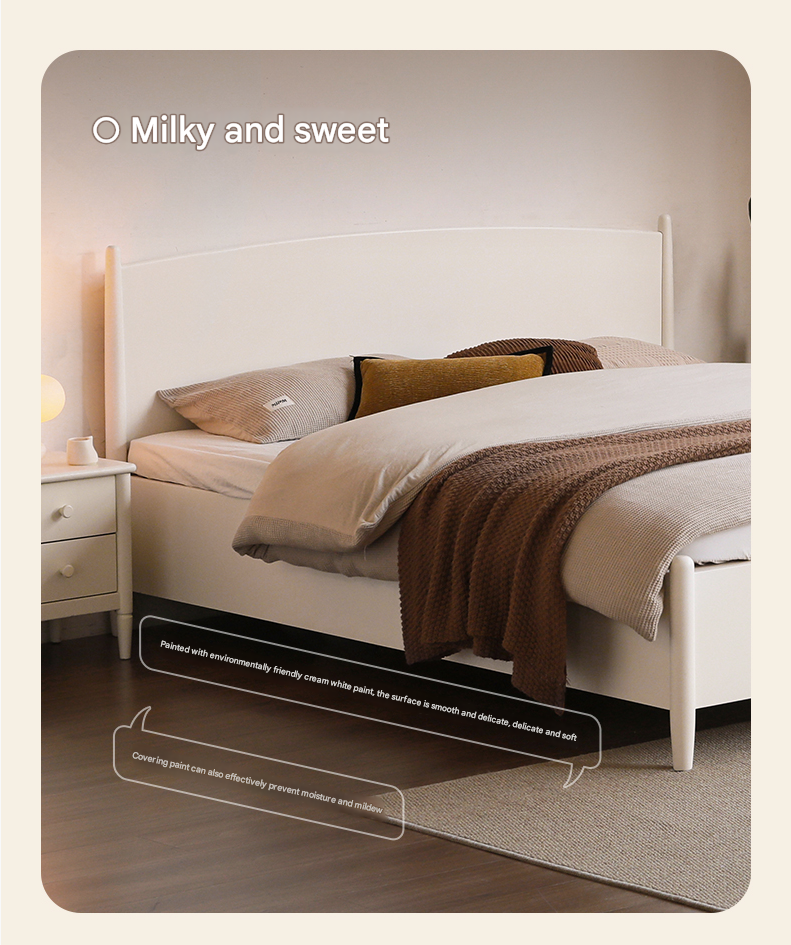 Rubber Wood, Oak Solid Wood French Style Box Bed