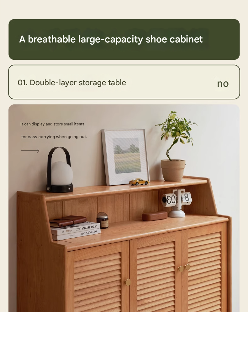 Cherry Solid Wood Entrance Shoe Cabinet