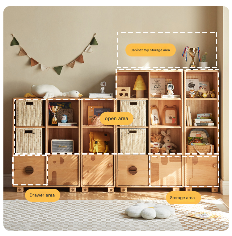 Beech Solid Wood Floor Children's Bookcase