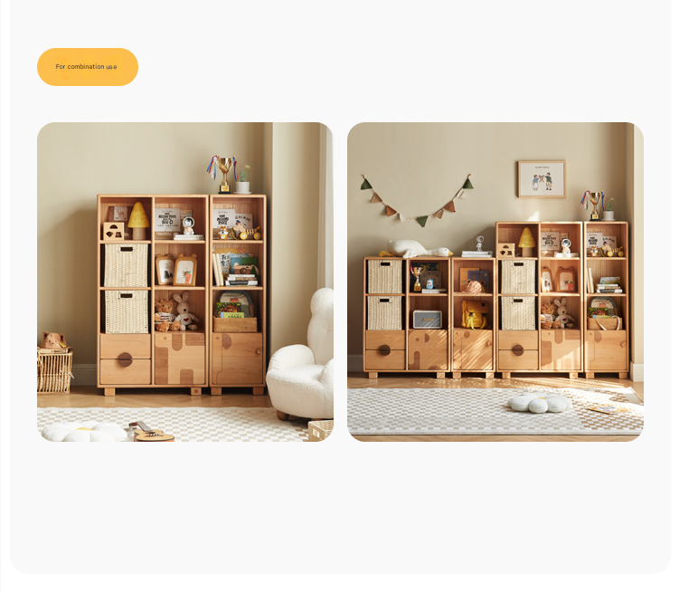 Beech Solid Wood Floor Children's Bookcase