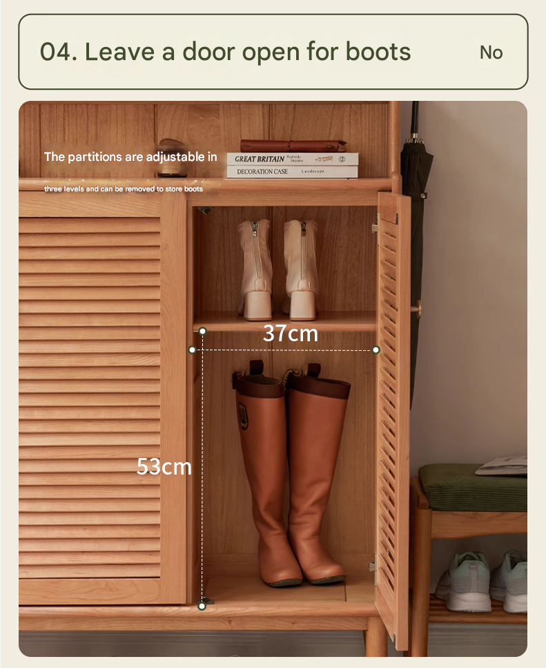 Cherry Solid Wood Shoe Entrance Cabinet