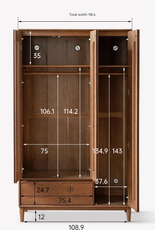 Oak Solid Wood Modern Off-Floor Wardrobe.