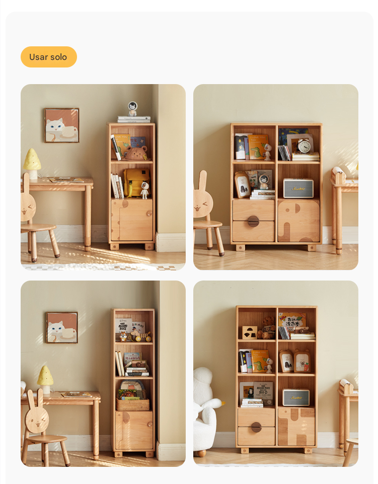 Beech Solid Wood Floor Children's Bookcase