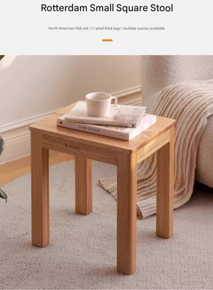 2 pcs Oak Solid Wood Stool