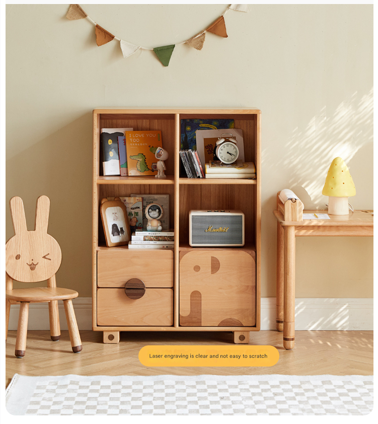 Beech Solid Wood Floor Children's Bookcase