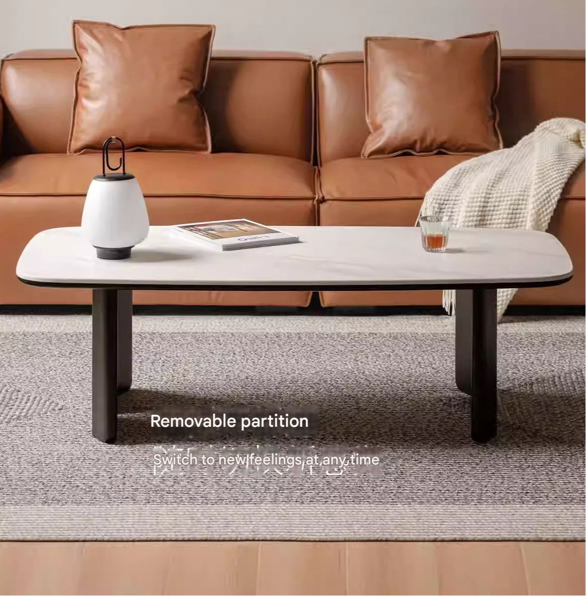 Rubberwood Italian Light Luxury Coffee Table.