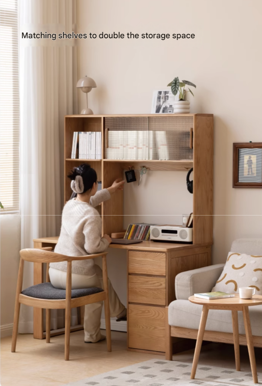 Ash Solid Wood Twin Double Office Desk