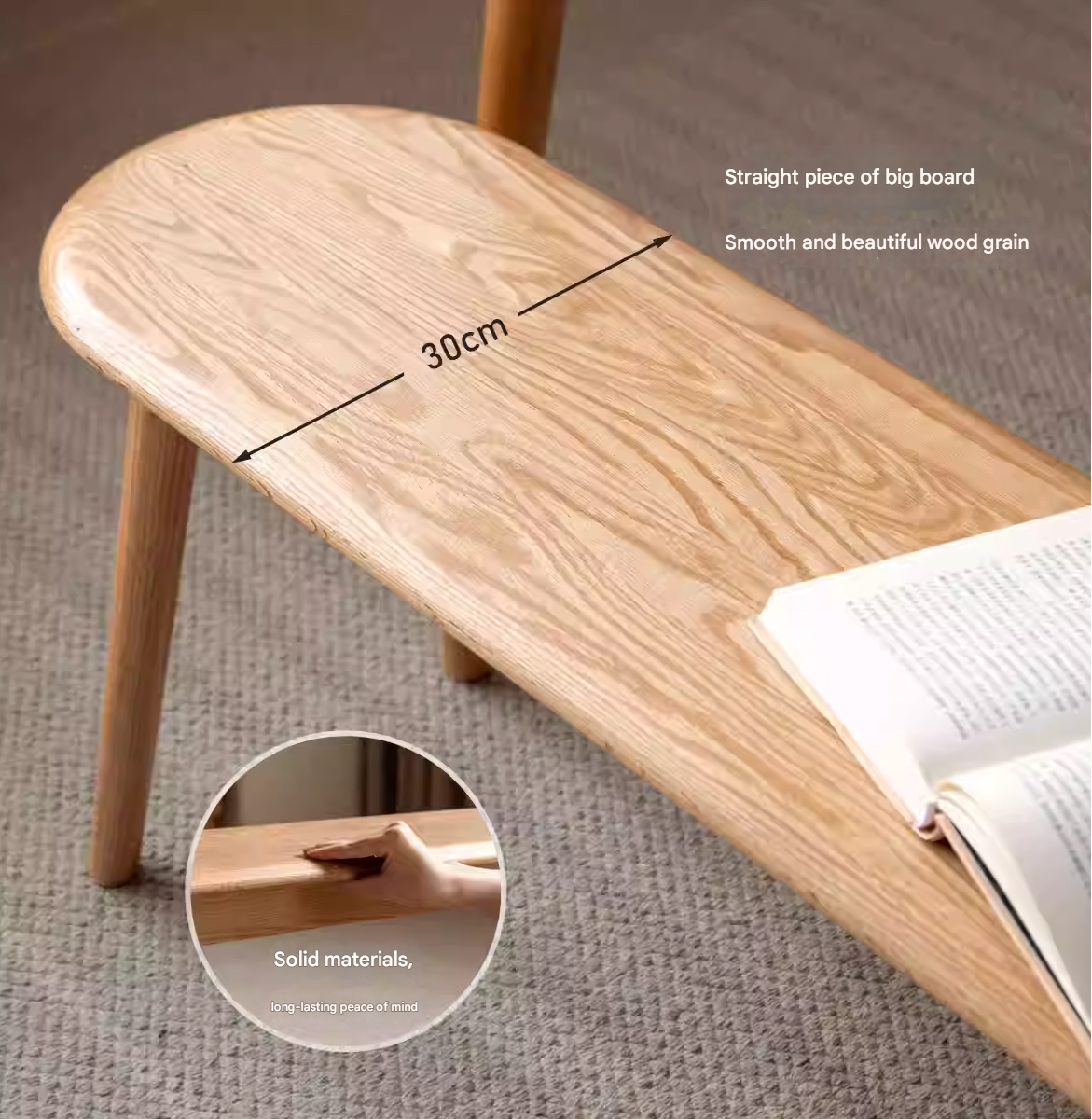Oak Solid Wood Simple Bench