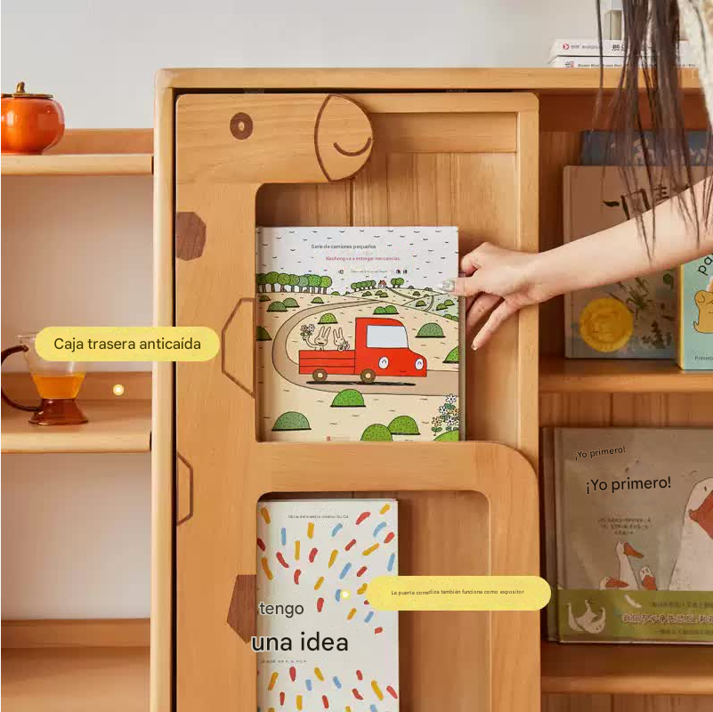 Oak Solid Wood Multi-Layer Children's Bookcase