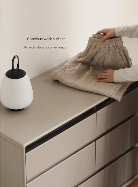 Poplar, Solid Rubberwood Light Luxury Gray Chest of Drawers.