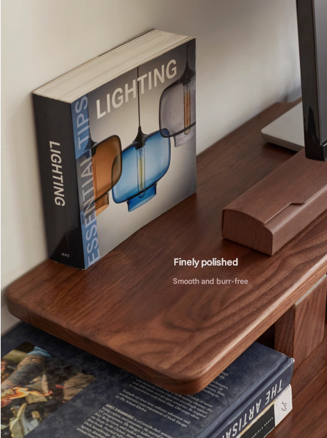 Solid Rubberwood, Black Walnut, Oak Solid Wood Heightening Computer Stand, Table shelves