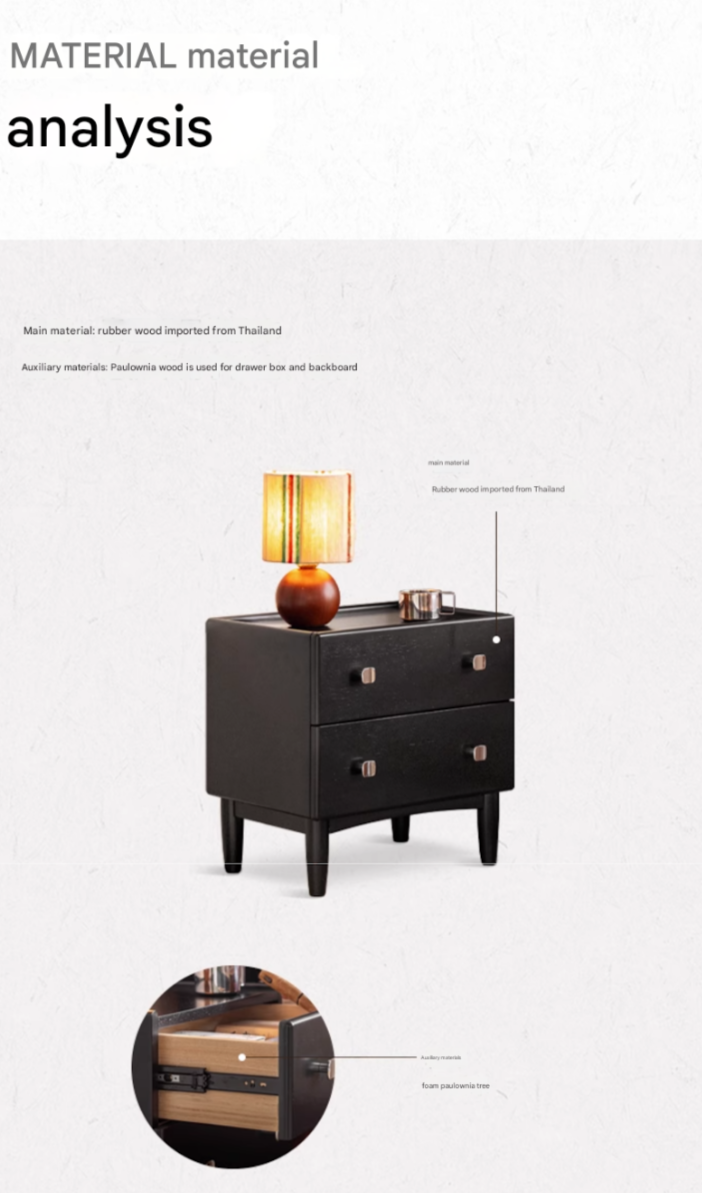 Rubber Solid Wood Classic Nightstand