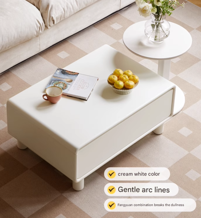 Oak Solid Wood Modern Creative Cream Style Coffee Table.