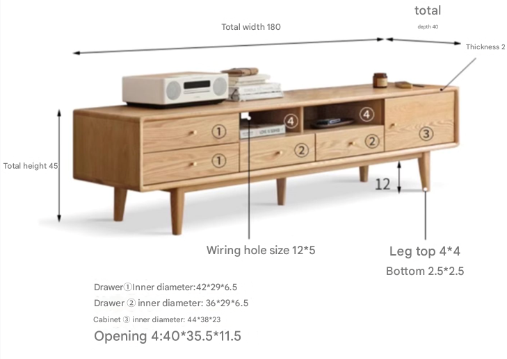 Oak Solid Wood Nordic Floor TV Cabinet.
