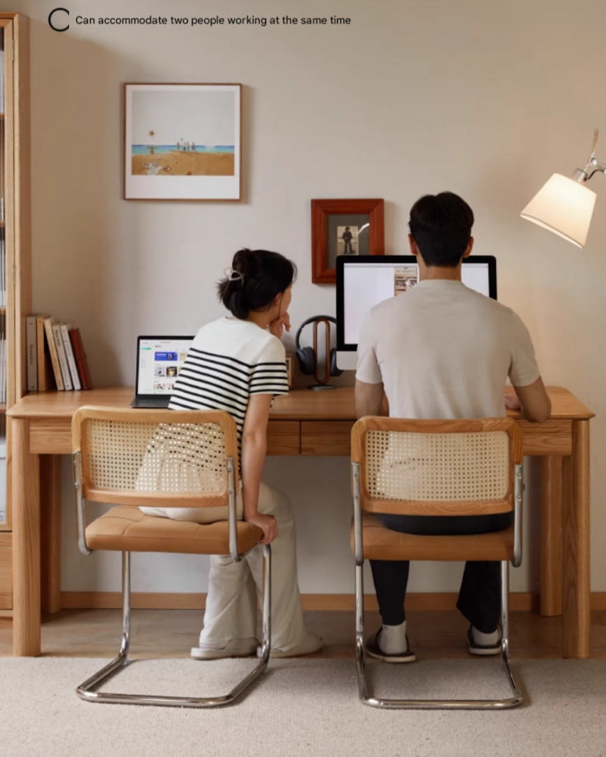 Oak, Ash Solid Wood Long Office Desk