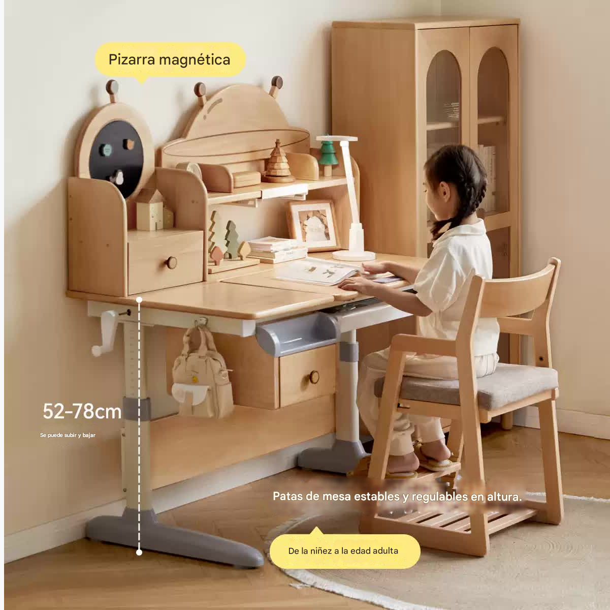 Beech Solid Wood Modern Bookshelf.