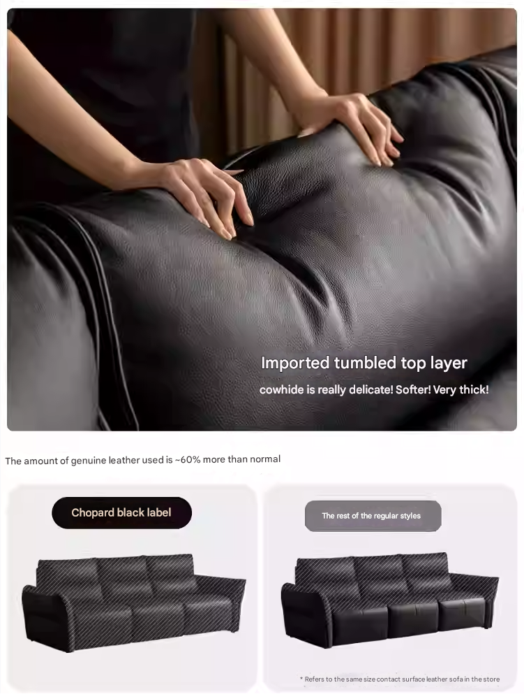 Genuine Leather Sofa Italian Light Luxury Tofu Block Sofa