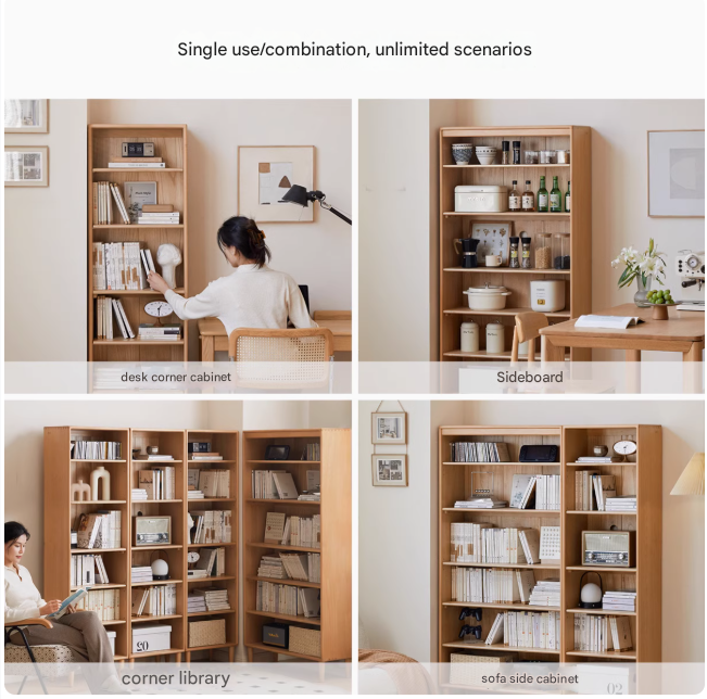 Beech Solid Wood Bookshelves Storage Shelf