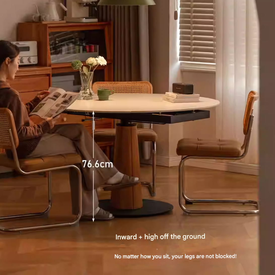 Cherry, Black Walnut, Ash Solid Wood Folding Retro Rock Plate Dining Table