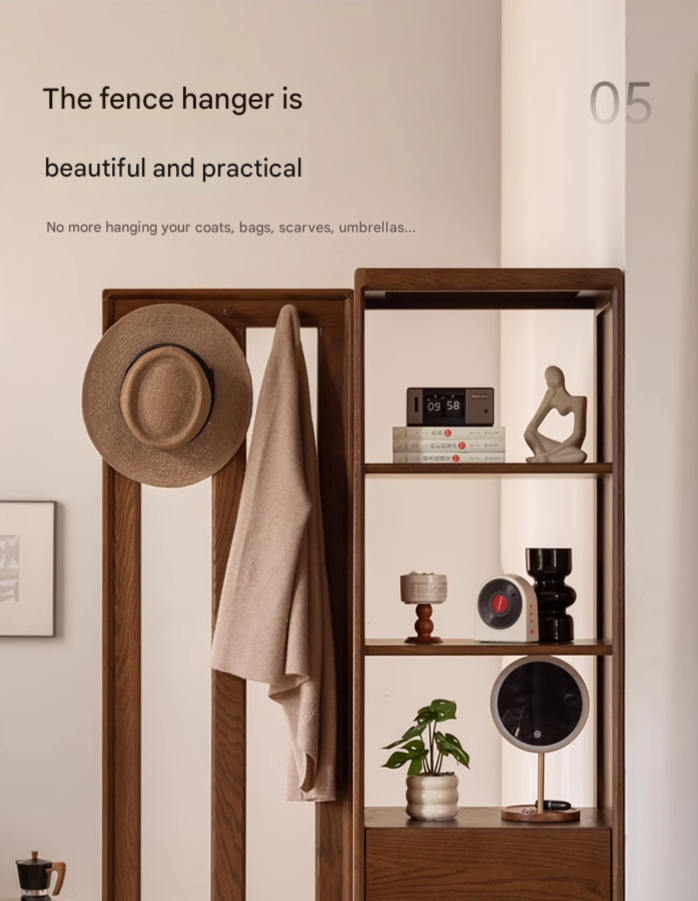 Oak Solid Wood Porch Cabinet Shoe Cabinet Integrated