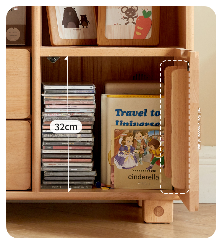 Beech Solid Wood Floor Children's Bookcase