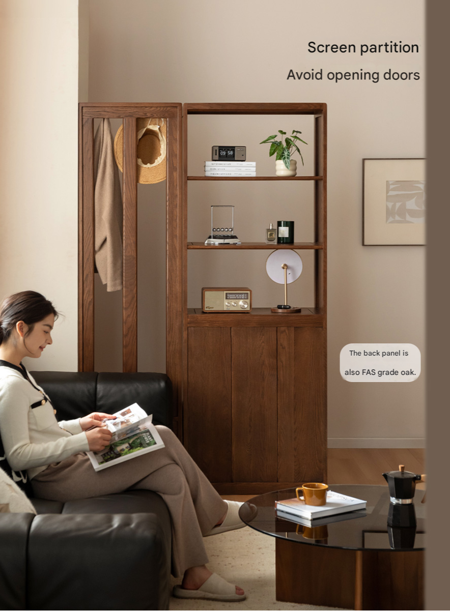 Oak Solid Wood Porch Cabinet Shoe Cabinet Integrated