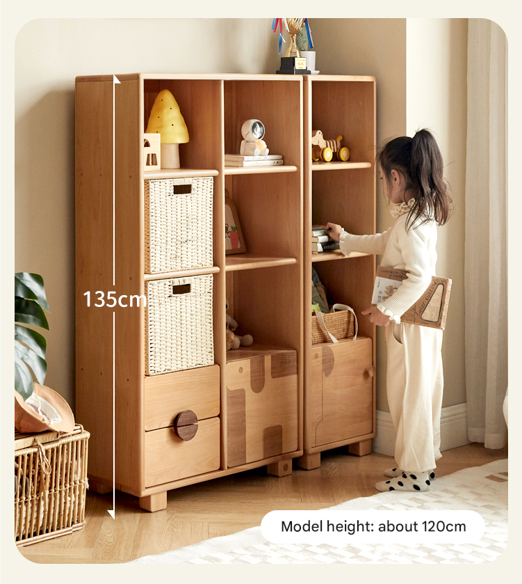Beech Solid Wood Floor Children's Bookcase