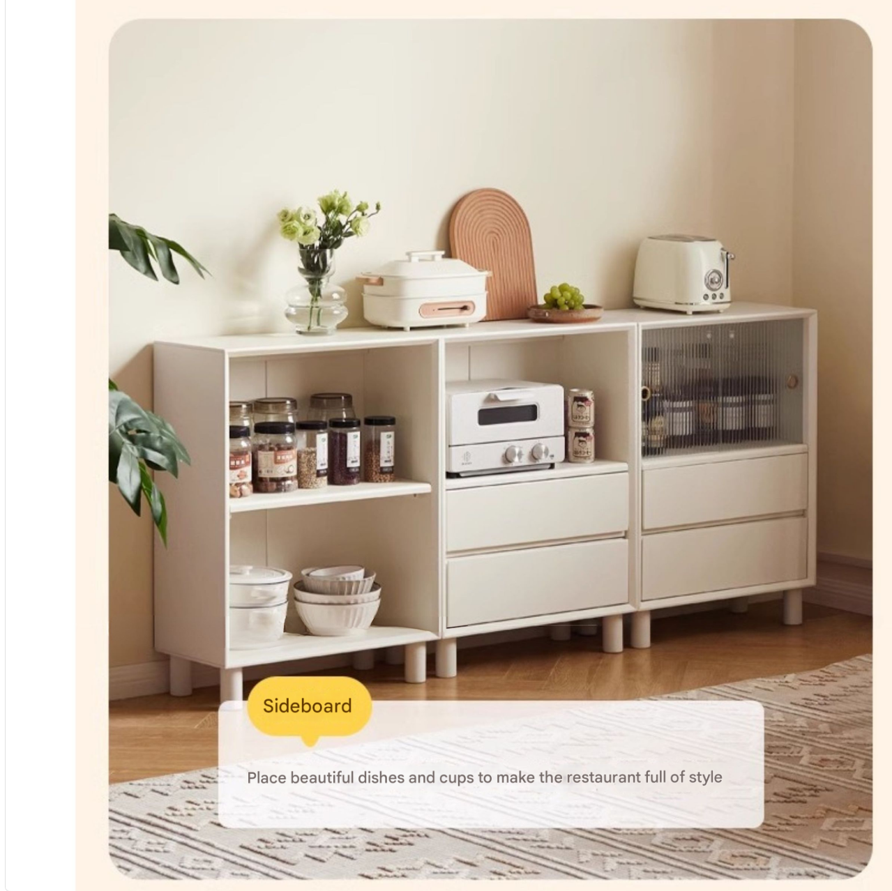 Rubber Solid Wood Cream Style Bookcase.