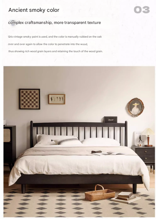 Oak Solid Wood Vintage Bed