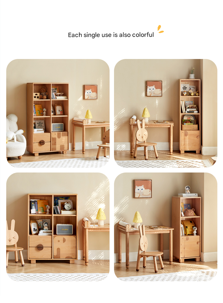 Beech Solid Wood Floor Children's Bookcase