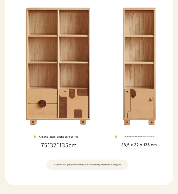 Beech Solid Wood Floor Children's Bookcase