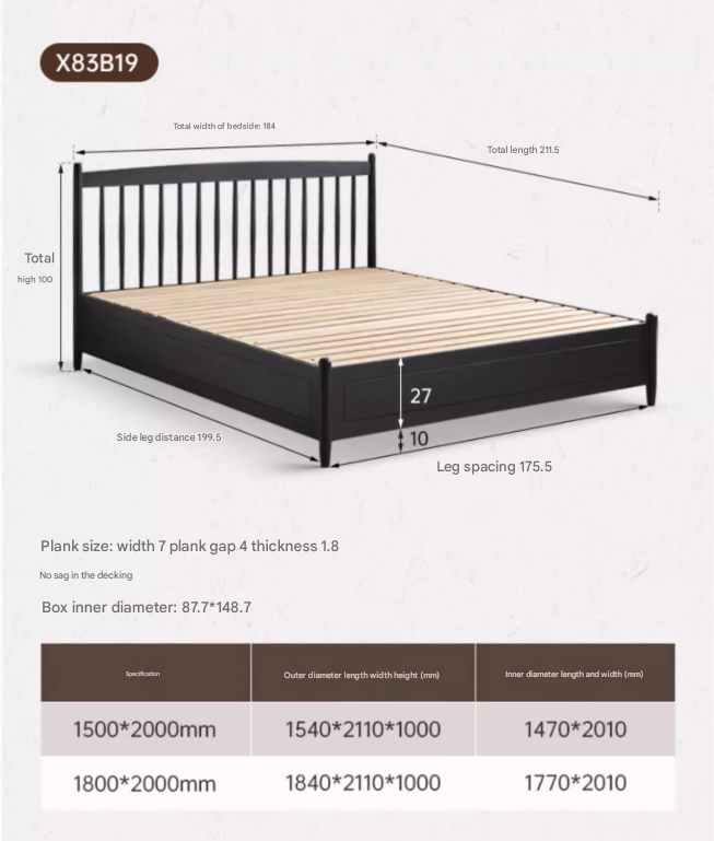 Oak Solid Wood Vintage Bed